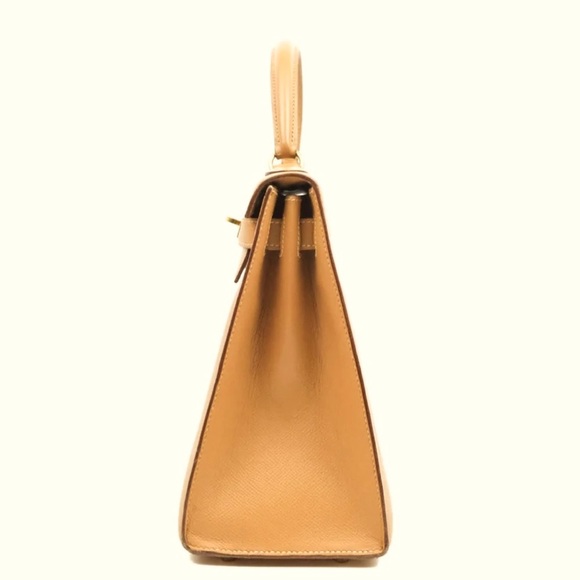 SOLD Hermes vintage Kelly 28 Sellier Courchevel leather Gold with gold hardware - Picture 6 of 16